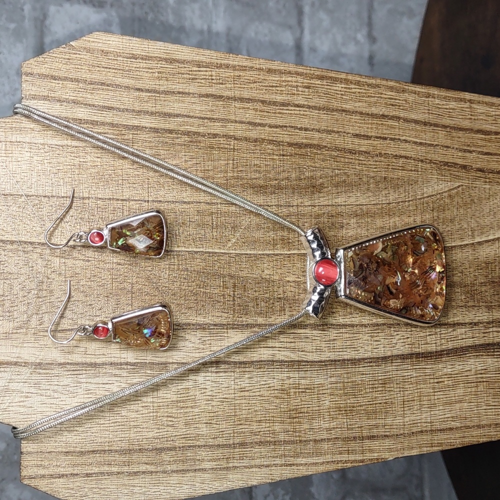 Confetti Lucite Necklace/Earrings